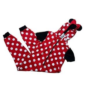 Disney Parks Minnie Mouse Adult Women’s Zip Up Body Suit Pajamas Costume Sz L